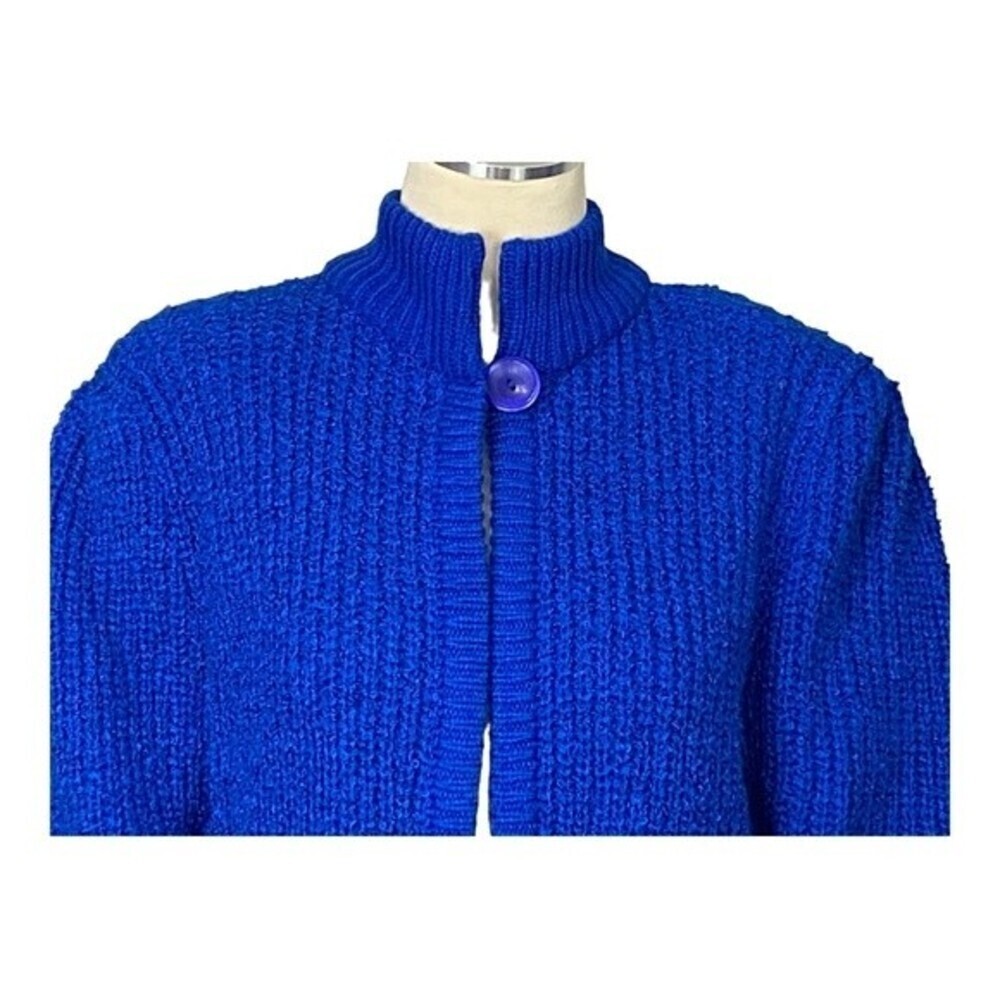Vintage Deadstock Monto Par Le Chois boucle knit open cardigan sweater Sz M - Picture 3 of 11